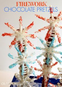 Fourth of July Firework Chocolate Pretzels by Oh My Creative