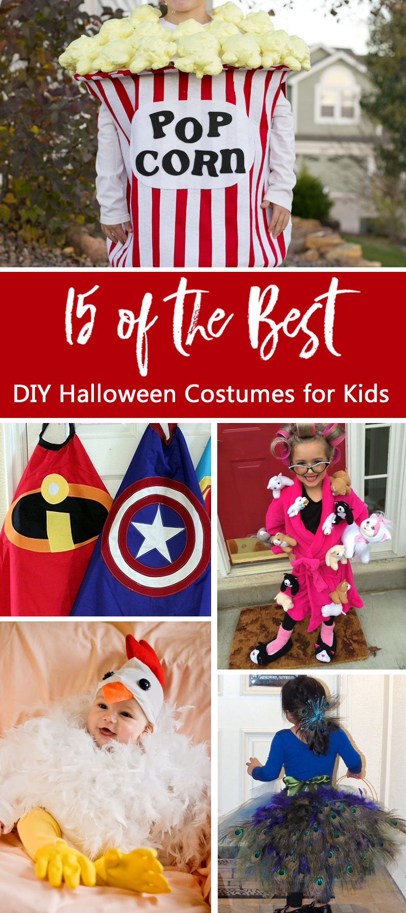 We've found 15 of the Best DIY Halloween Costumes for Kids that would be easy for you to make and your kids will look great Trick or Treating in them on Halloween. You are going to have a hard time deciding which of these Homemade Halloween Costumes to make. Pin these easy to make Kid's Halloween Costume Ideas for later and follow us for more Halloween Costume Ideas. 